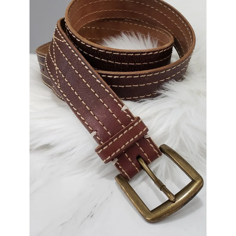Lucky Brand Leather Stitched Belt 40 Men's 2.5